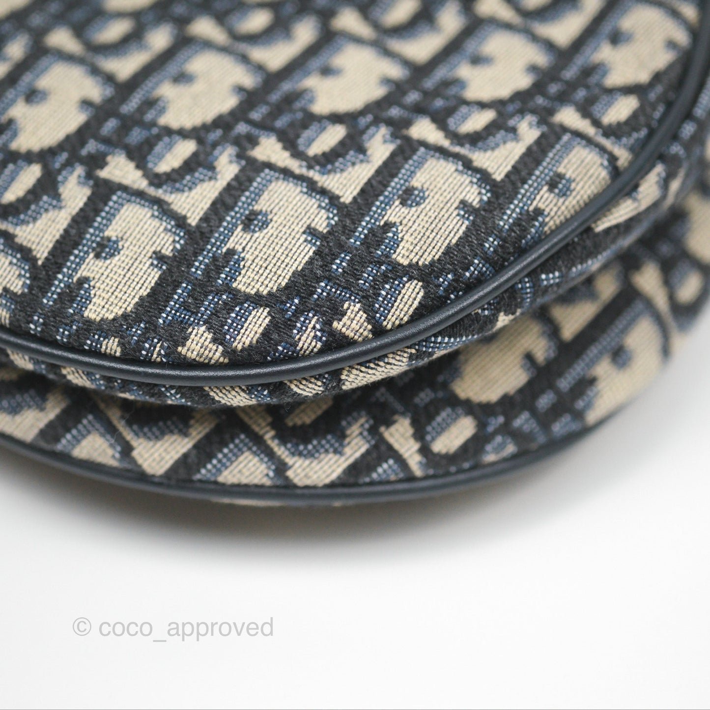 Christian Dior Saddle Bag Navy Dior Oblique Embroidery Gold Hardware