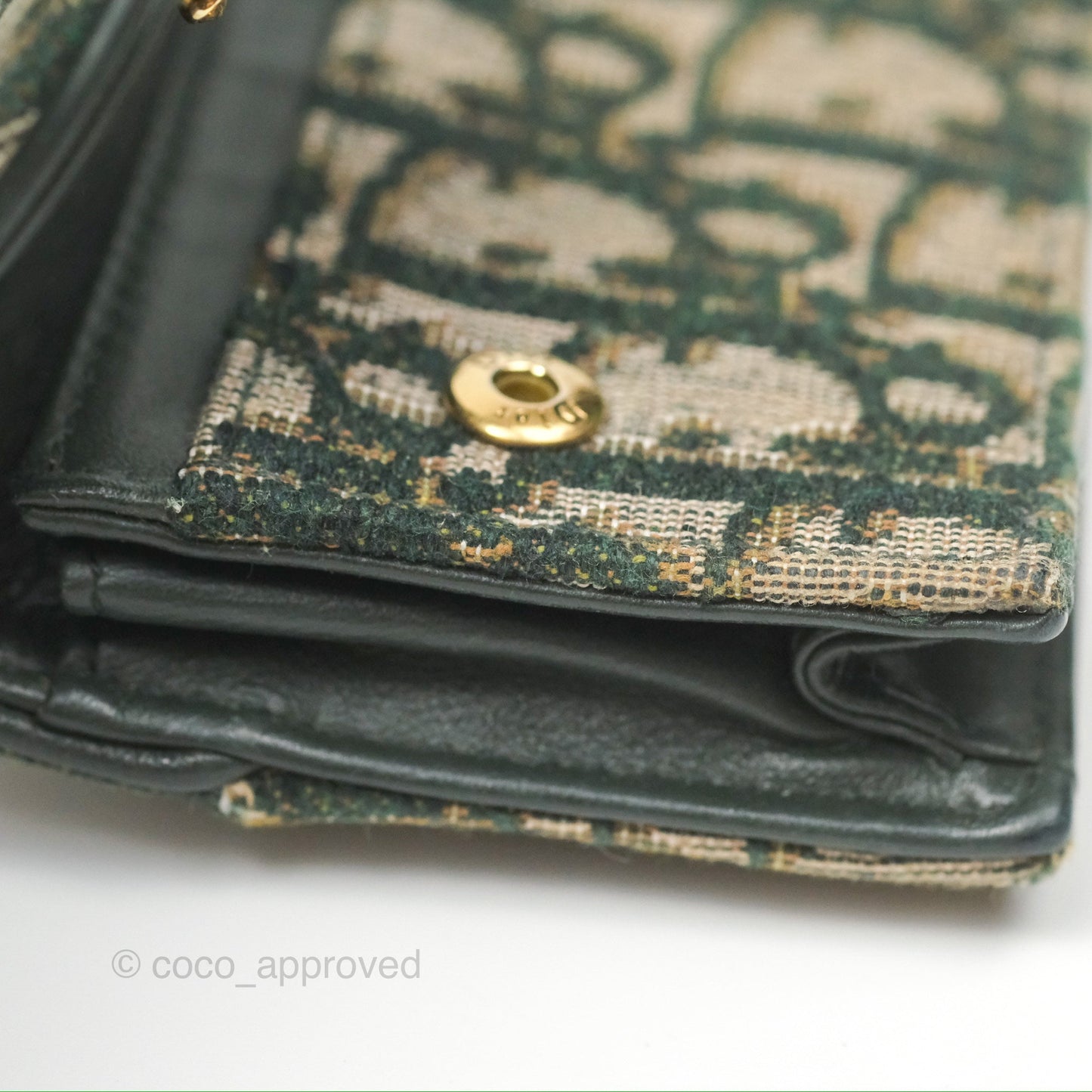 Christian Dior Saddle Flap Card Holder Green Dior Oblique Jacquard
