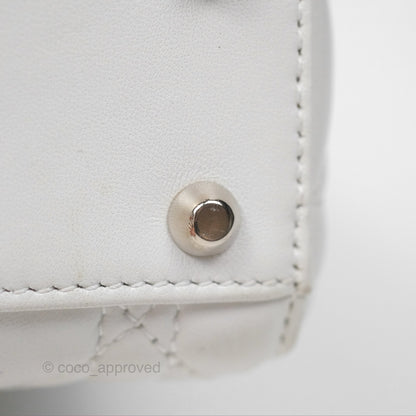 Christian Dior Cannage Mini Lady Dior White Silver Hardware