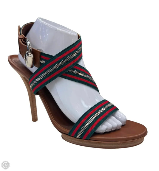 Shoes Luxury Designer By Gucci In Brown, Size: 11