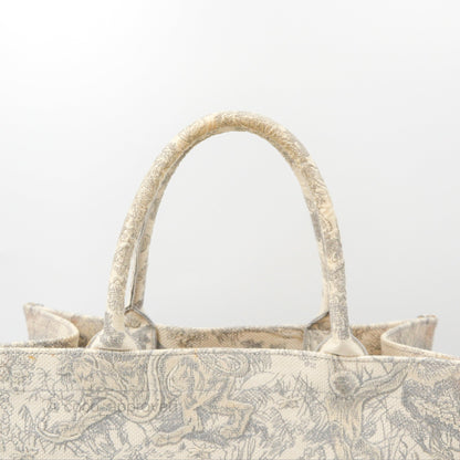Dior Medium (Old Small) Embroidered Toile De Jouy Book Tote Light Grey Canvas