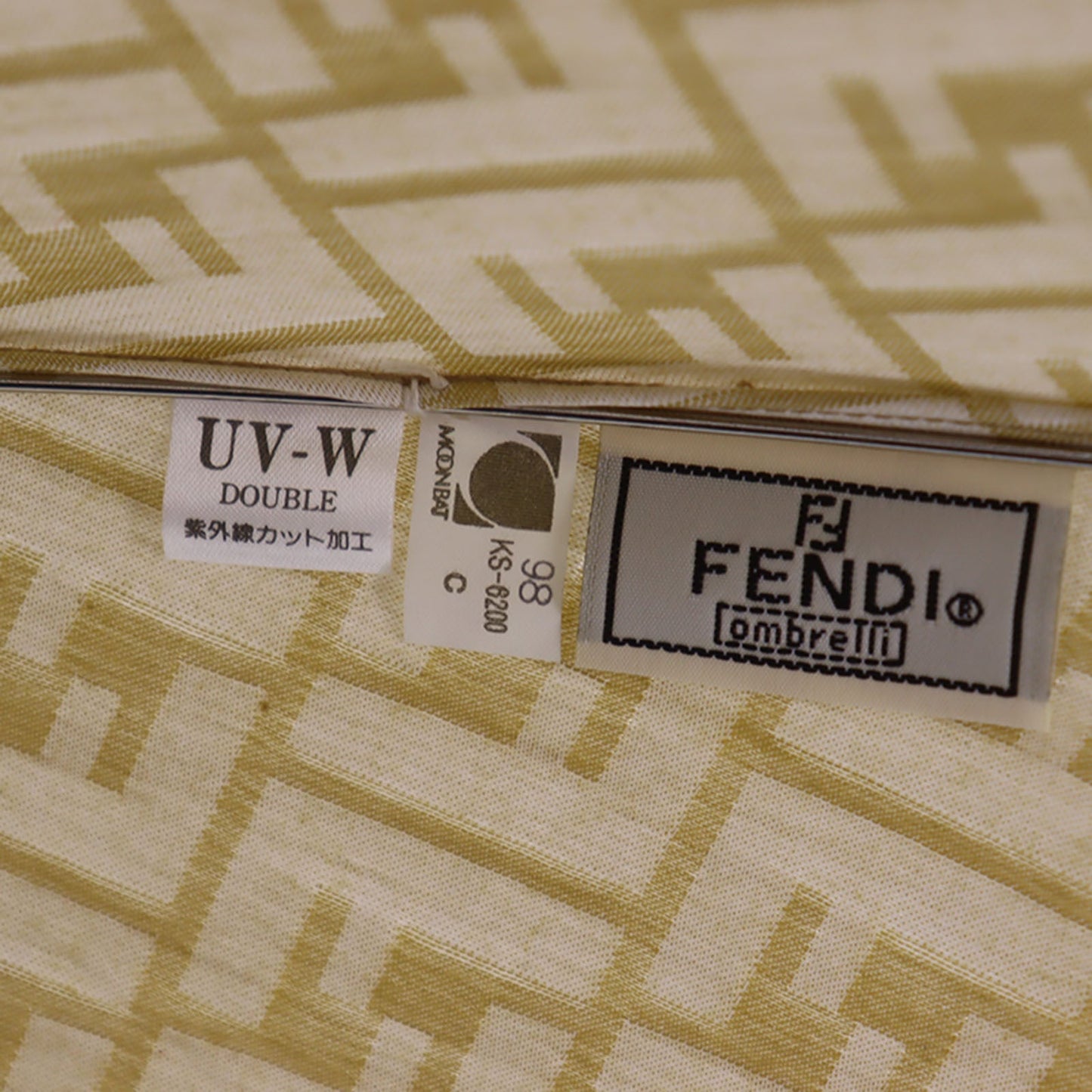 FENDI Zucca  Folding Umbrella Beige Nylon Vintage #EA473