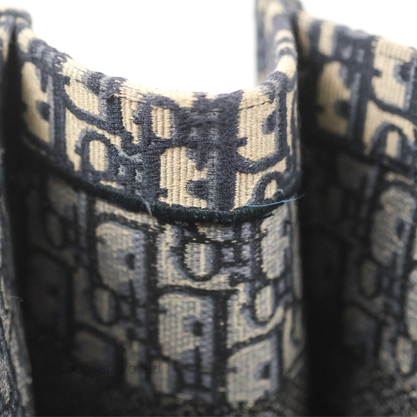 Christian Dior Medium (Old Small) Dior Navy Oblique Embroidery Canvas Book Tote