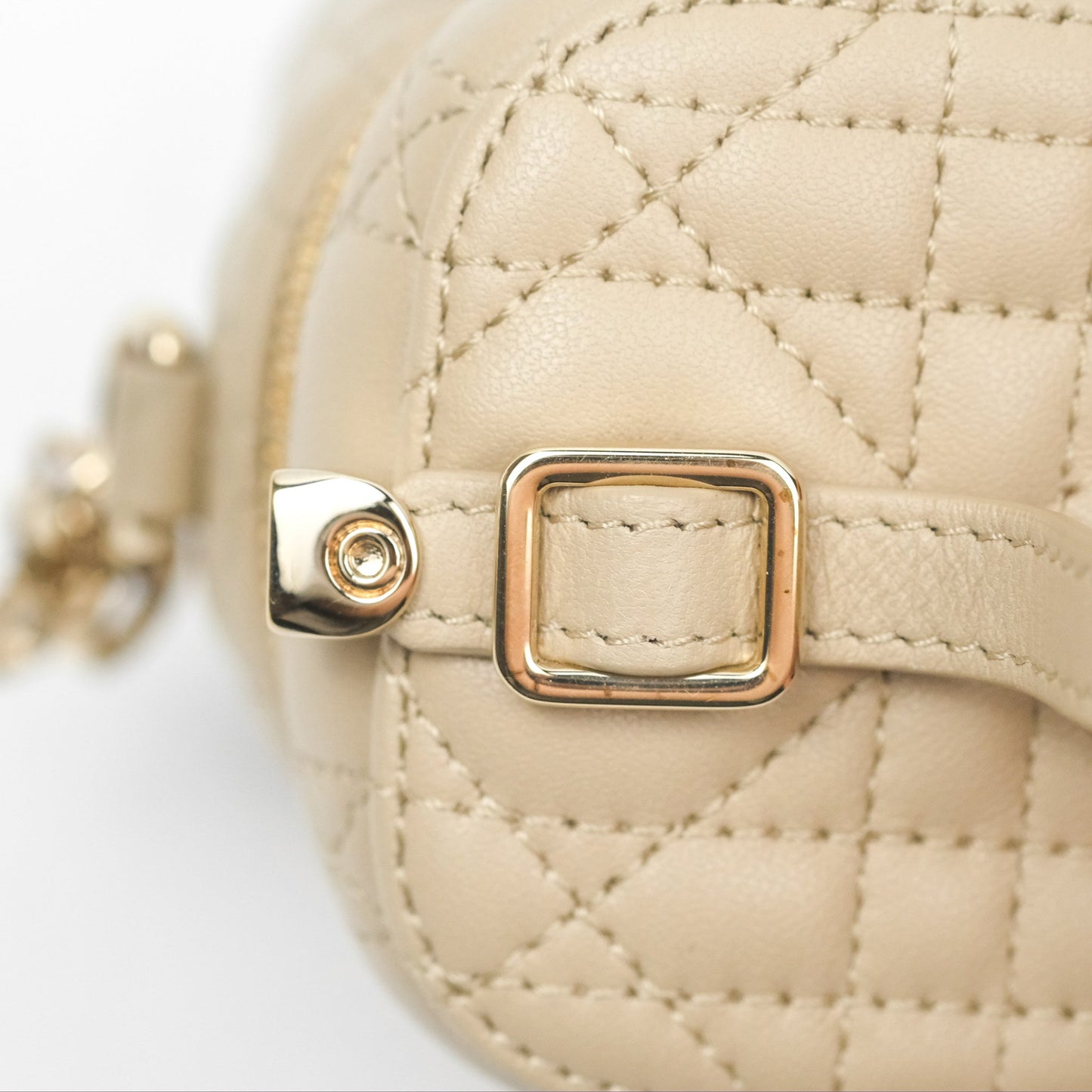 Christian Dior Micro Lady Dior Vanity Case Beige Cannage Lambskin