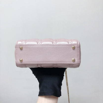 Mini Lady Dior Bag In Baby Pearly Pink with Champaign Hardware
