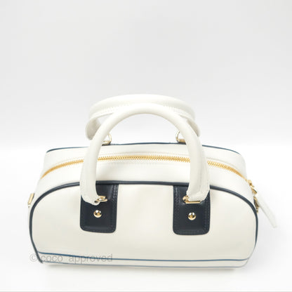 Dior Small Dior Vibe Zip Bowling Bag White Navy