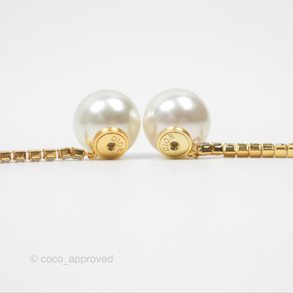 Christian Dior Pearl Crystal Star Tribales Earrings Gold Tone