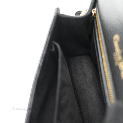 Christian Dior Small Diorama Calfskin Flap Bag Black Gold Hardware