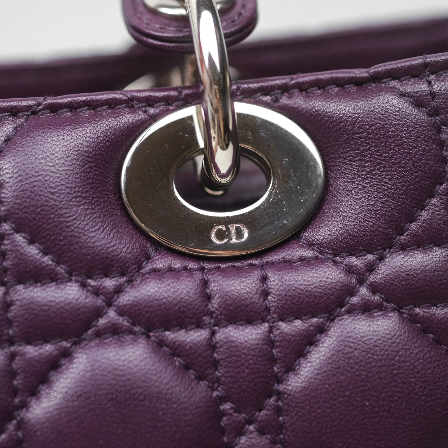 Christian Dior Medium Lady Dior Dark Purple Lambskin Silver Hardware