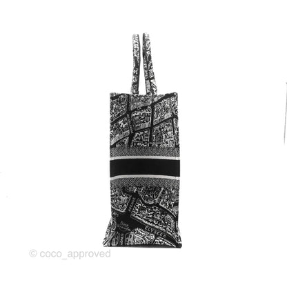 Christian Dior Large Dior Black and White Plan de Paris Embroidery Book Tote