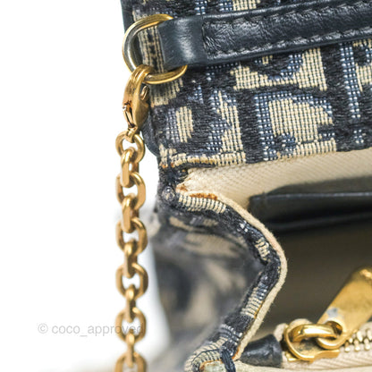 Christian Dior Saddle Chain Pouch Navy Oblique Jacquard