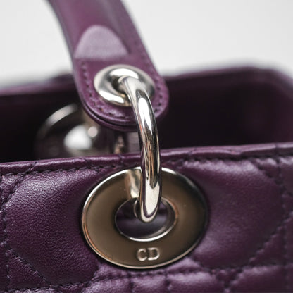 Christian Dior Medium Lady Dior Dark Purple Lambskin Silver Hardware