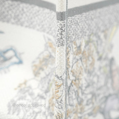 Christian Dior Medium(Old Small) Book Tote White Multicolor Rêve d'Infini Embroidery