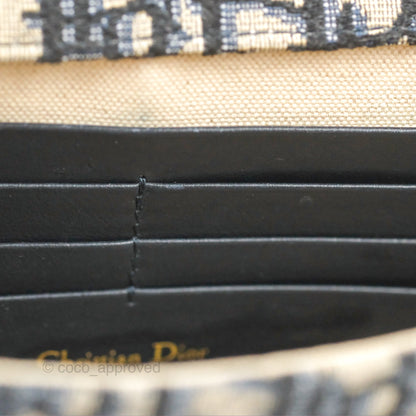 Christian Dior Saddle Chain Pouch Navy Oblique Jacquard