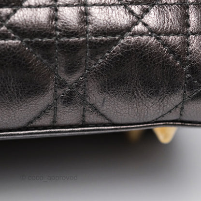 Christian Dior Medium Lady Dior Metallic Dark Grey Lambskin Gold Hardware