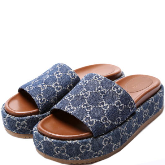 Gucci Denim Platform Slides Size 39