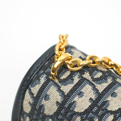 Dior 30 Montaigne East-West Bag With Chain Blue Dior Oblique Jacquard