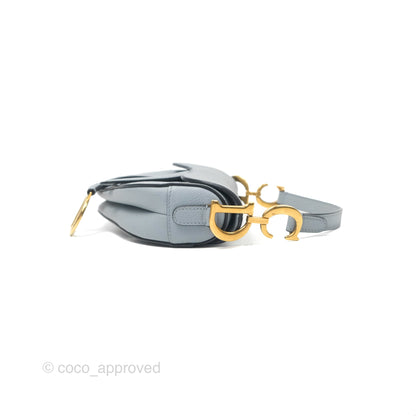 Christian Dior Mini Saddle Bag Cloud Blue Grained Calfskin Gold Hardware