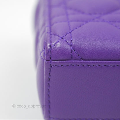 Dior Small Lady D-Joy Bag Purple Lambskin Cannage Gold Hardware