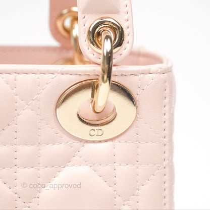 Christian Dior Mini Lady Dior Pink Lambskin Gold Hardware