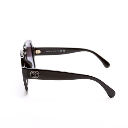 Chanel 5479-A Oversized Square Acetate Sunglasses Black