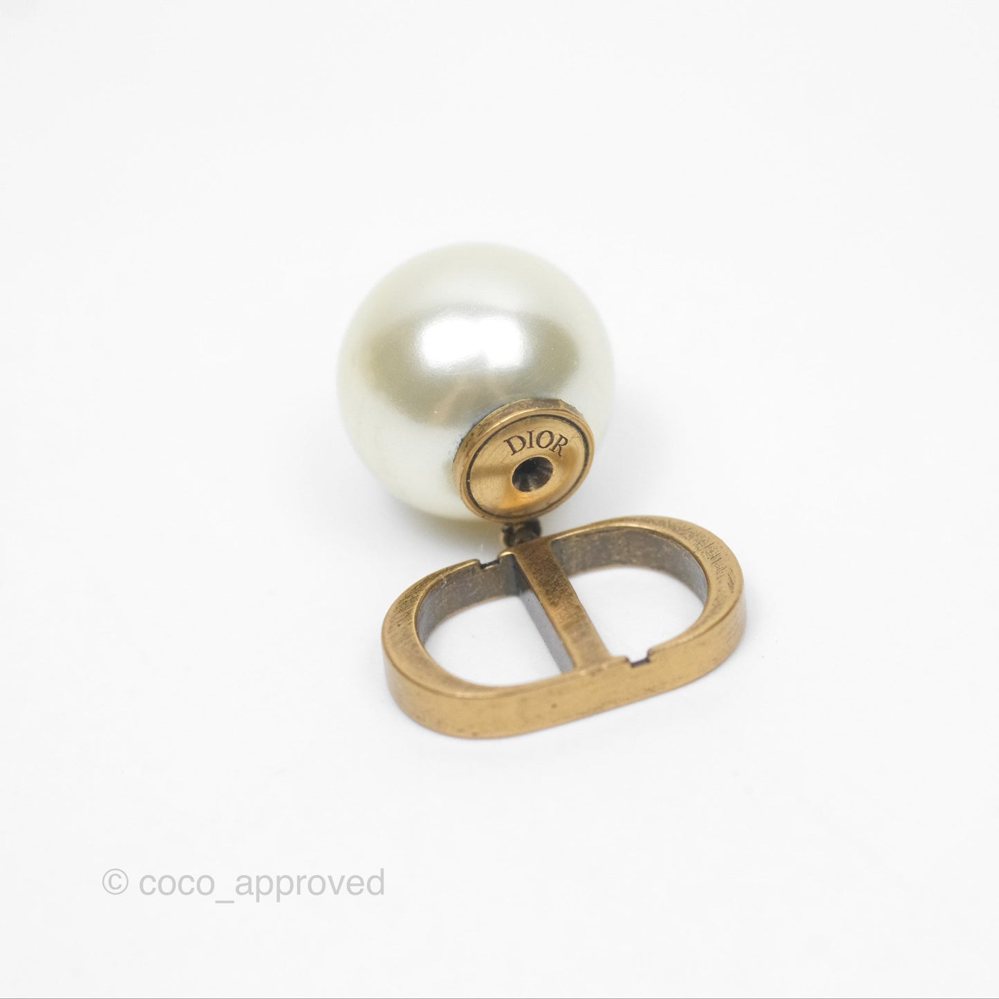 Christian Dior Tribales Pearl CD Earrings Gold Tone