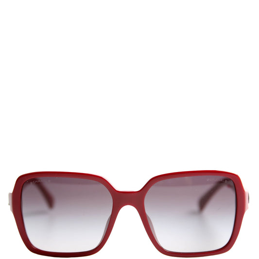 Chanel 5408-A Square Acetate Sunglasses Red