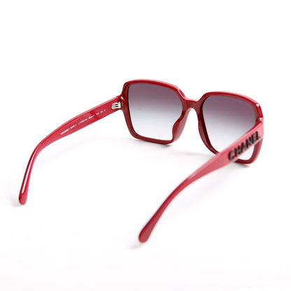 Chanel 5408-A Square Acetate Sunglasses Red