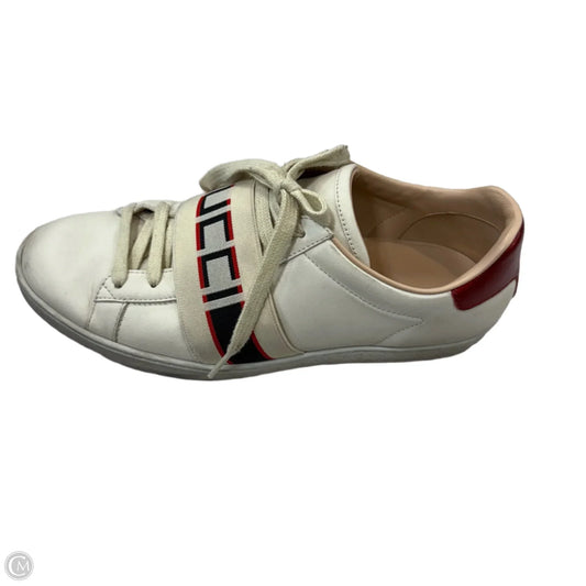 Shoes Luxury Designer By Gucci In Cream, Size: 8.5