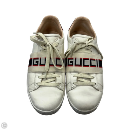Shoes Luxury Designer By Gucci In Cream, Size: 8.5