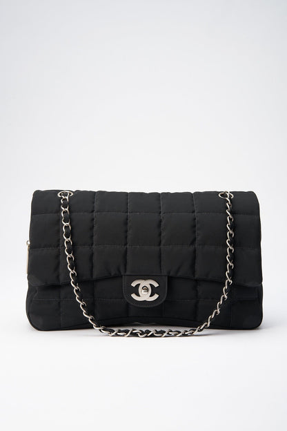 Chanel Black Nylon Large Chocolate Bar Flap Bag