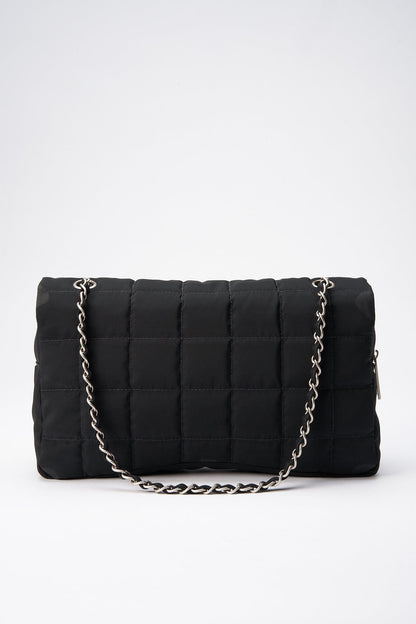 Chanel Black Nylon Large Chocolate Bar Flap Bag