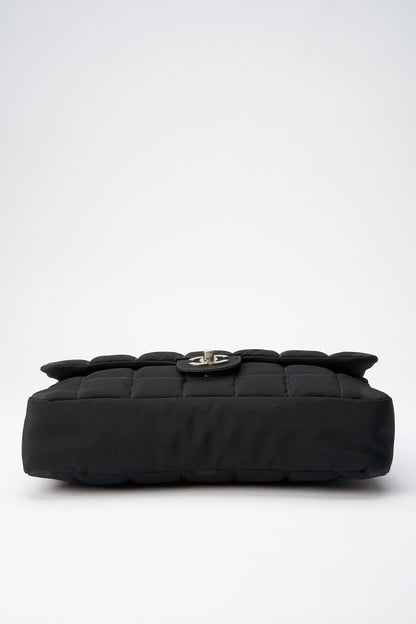 Chanel Black Nylon Large Chocolate Bar Flap Bag