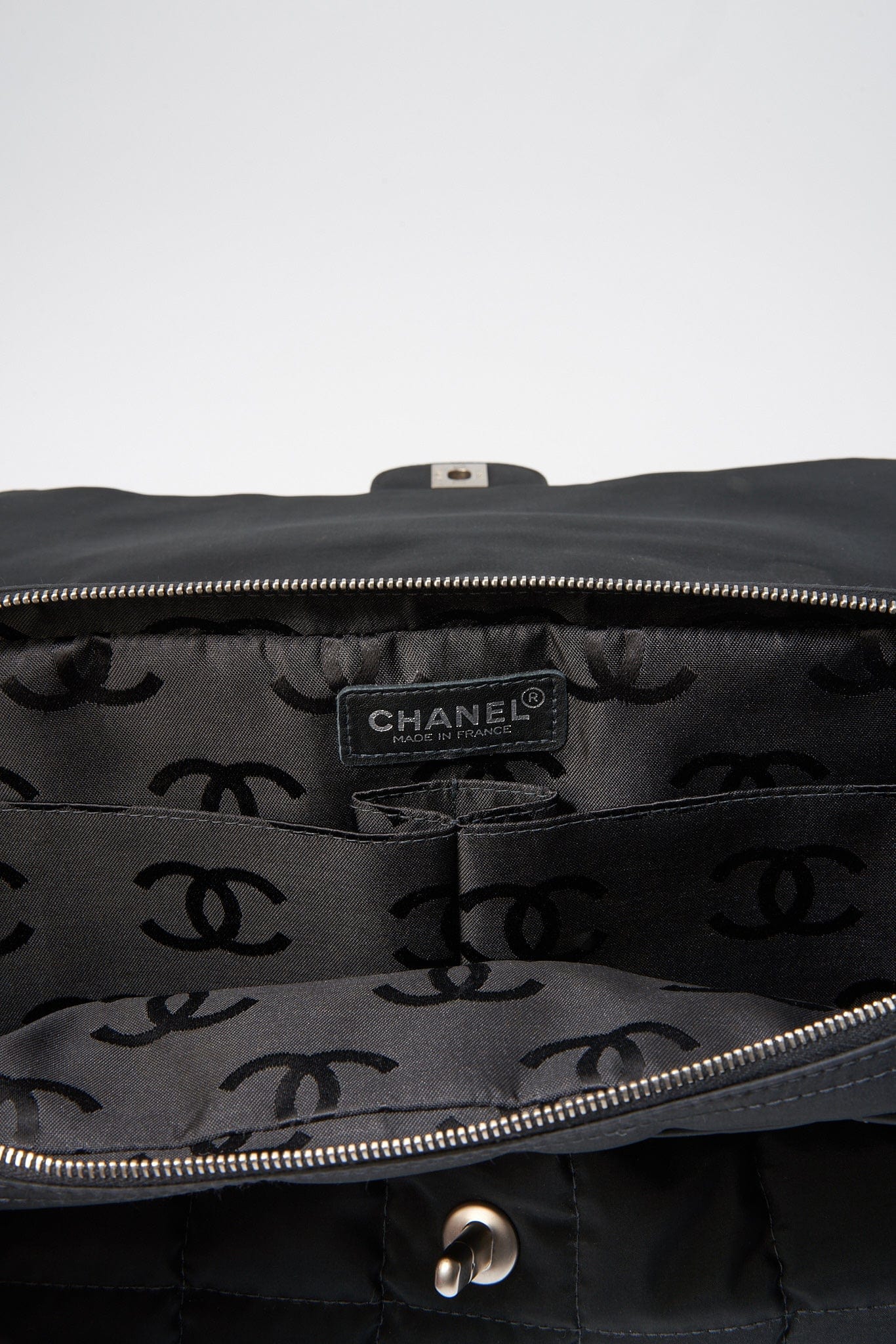 Chanel Black Nylon Large Chocolate Bar Flap Bag