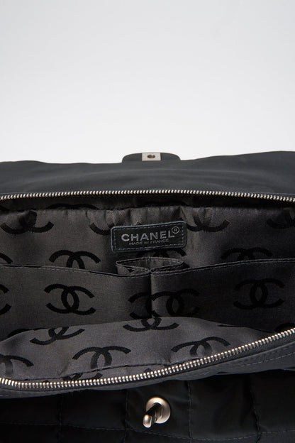 Chanel Black Nylon Large Chocolate Bar Flap Bag