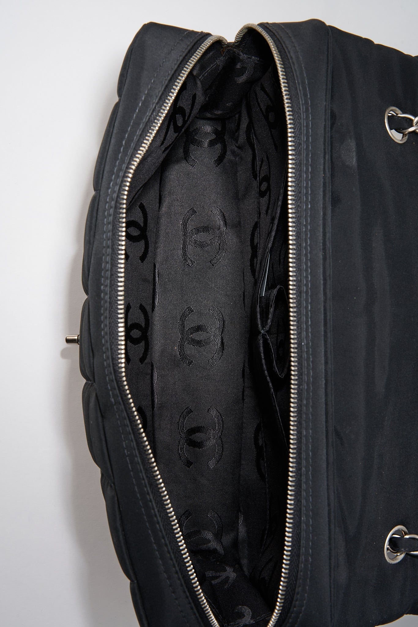 Chanel Black Nylon Large Chocolate Bar Flap Bag