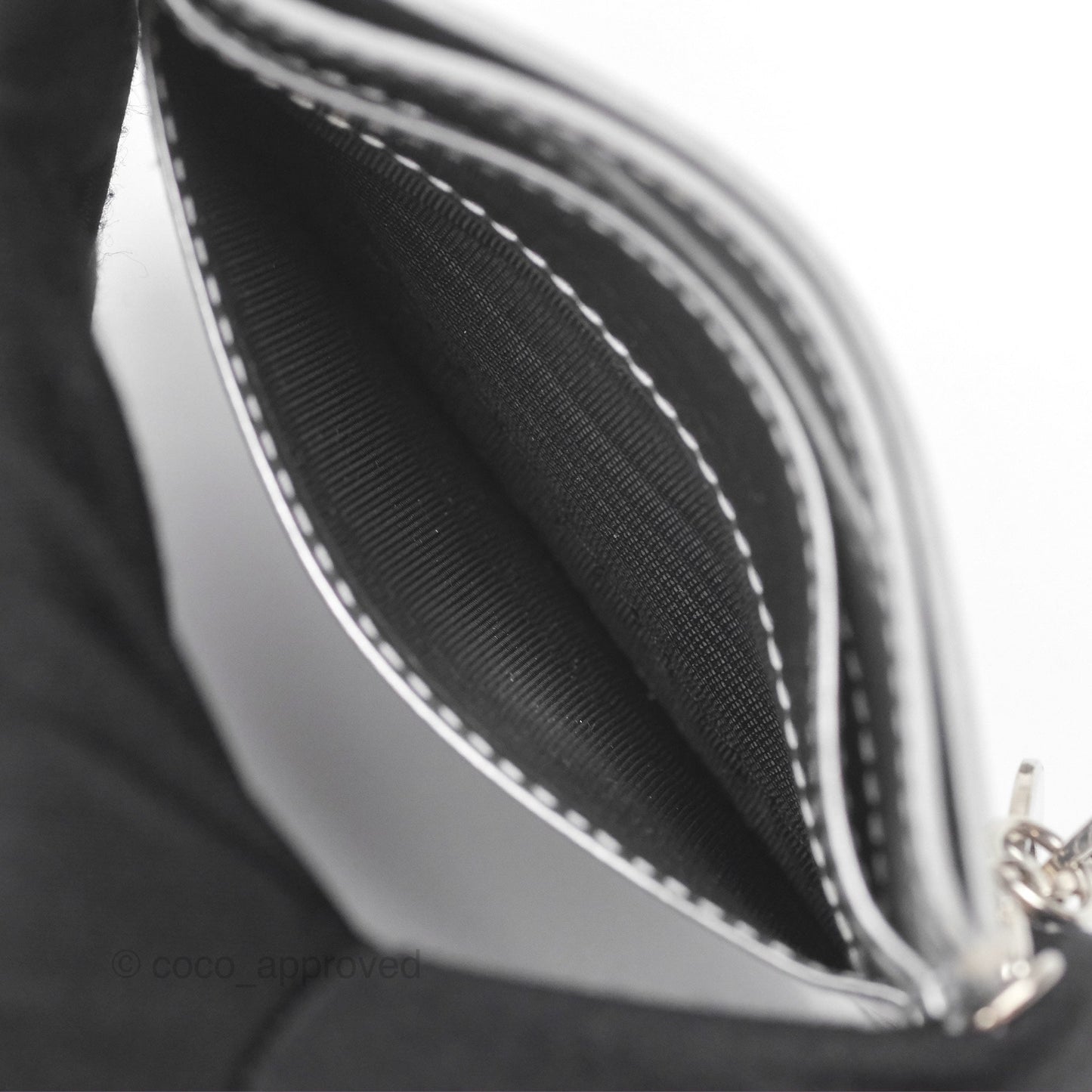 Christian Dior Metallic Sliver Card Holder Silver Hardware