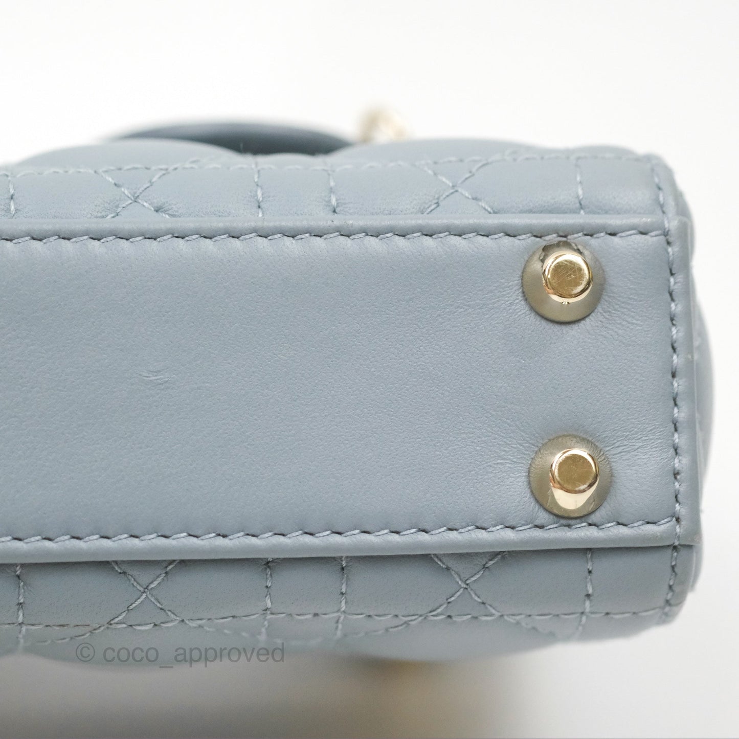 Christian Dior Micro Lady Dior Cannage Blue Grey Lambskin Gold Hardware