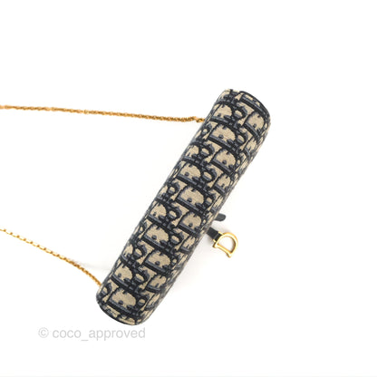 Christian Dior Saddle Chain Pouch Navy Oblique Jacquard