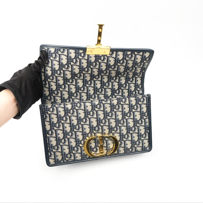 Christian Dior 30 Montaigne with Chain Blue Dior Oblique Jacquard