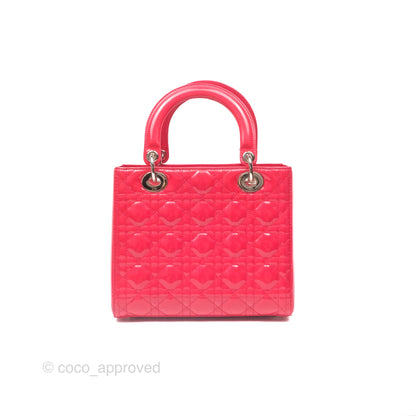 Christian Dior Medium Lady Dior Red Patent Silver Hardware
