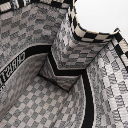 Christian Dior Large Book Tote Checkered Black/ White Canvas