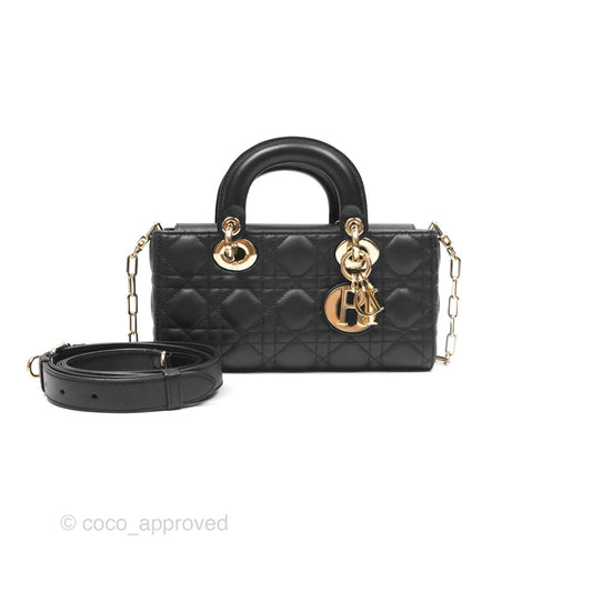 Dior Small Lady D-Joy Bag Black Lambskin Cannage Gold Hardware