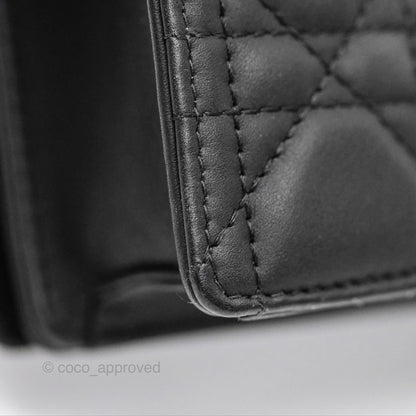 Christian Dior Lady Dior Small Clutch with Chain Lambskin So Black