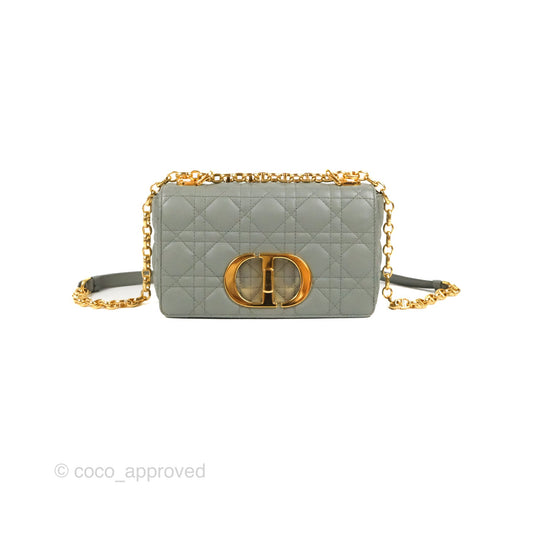 Dior Small Caro Bag Stone Gray Supple Cannage Calfskin