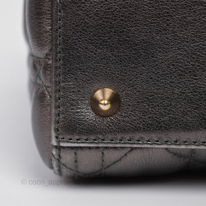 Christian Dior Medium Lady Dior Metallic Dark Grey Lambskin Gold Hardware