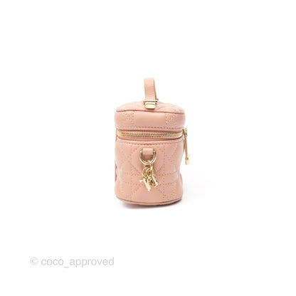 Christian Dior Micro Lady Dior Vanity Case Rose Des Vents Cannage Lambskin