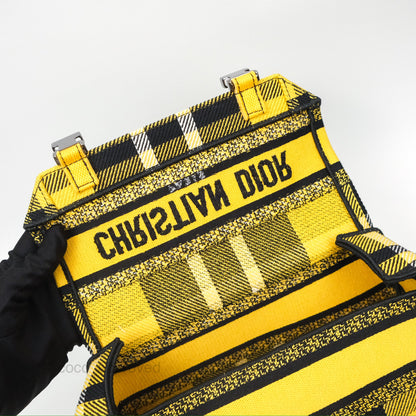 Christian Dior Small Diorcamp Bag Yellow Black Checkered Embroidery
