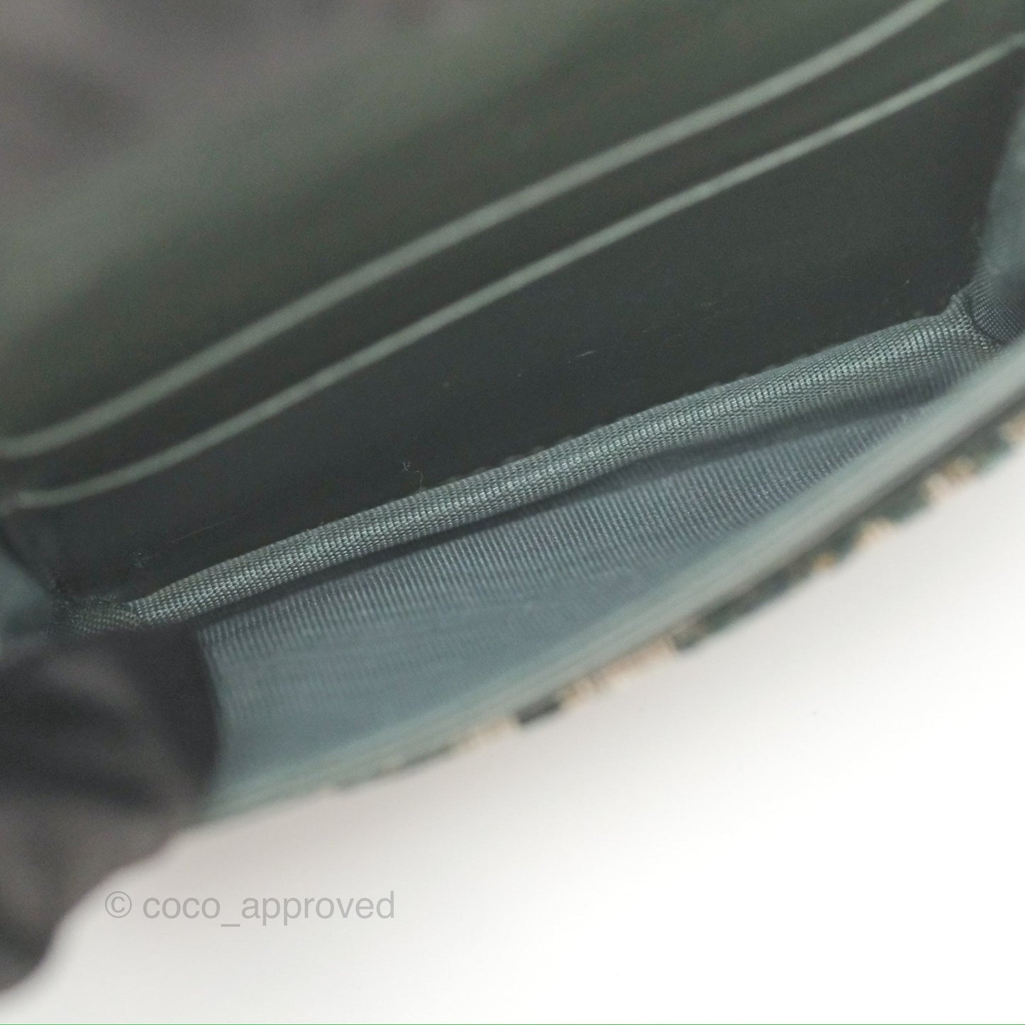 Christian Dior Saddle Flap Card Holder Green Dior Oblique Jacquard