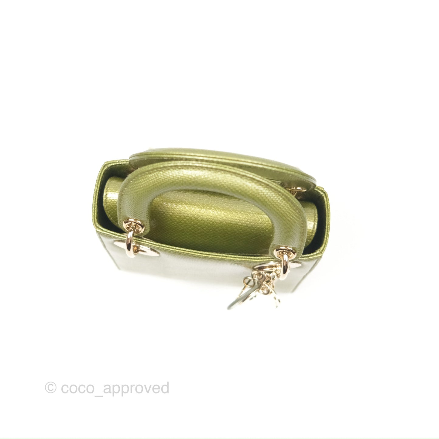 Dior Mini Lady Dior Green Metallic Lizard Gold Hardware